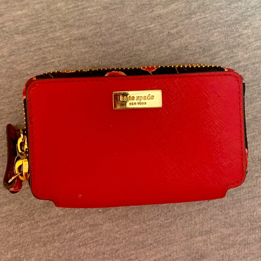 Kate Spade red floral mini travel wallet